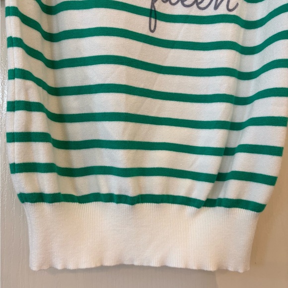 Judith March Cart Queen Golf Sweater Green White Striped Puff Sleeve Small - Picture 15 of 15